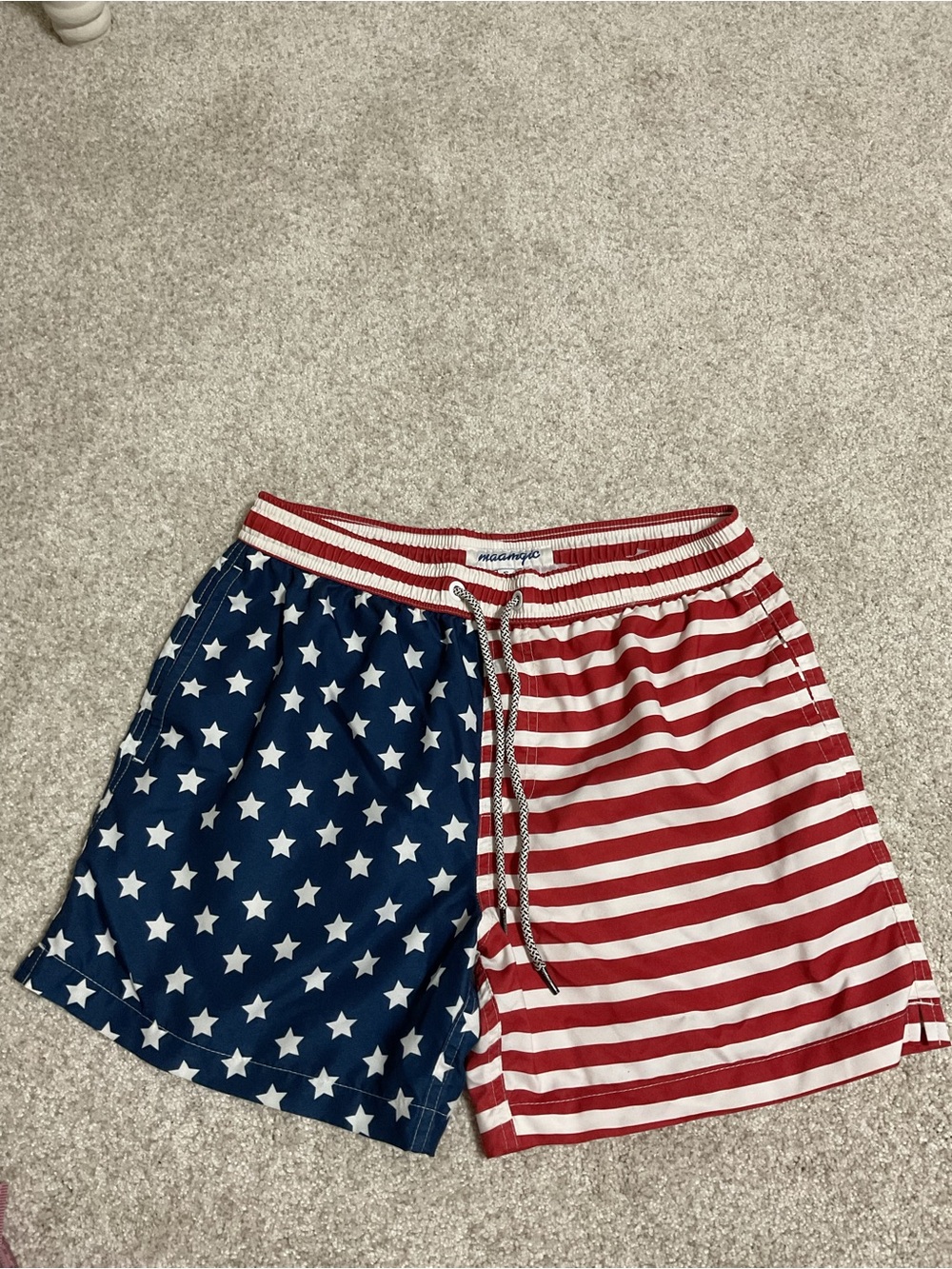 American Flag Men's Swim Trunks - Red & Blue Stars & Stripes